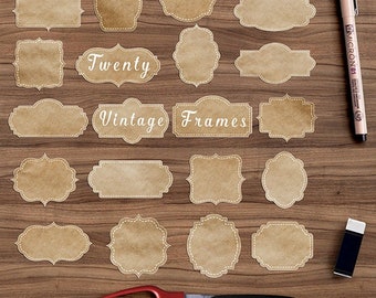 Moldura vintage clipart vintage bordas de papel kraft clip art digital bordas kraft etiquetas digitais borda digital etiquetas de moldura para impressão