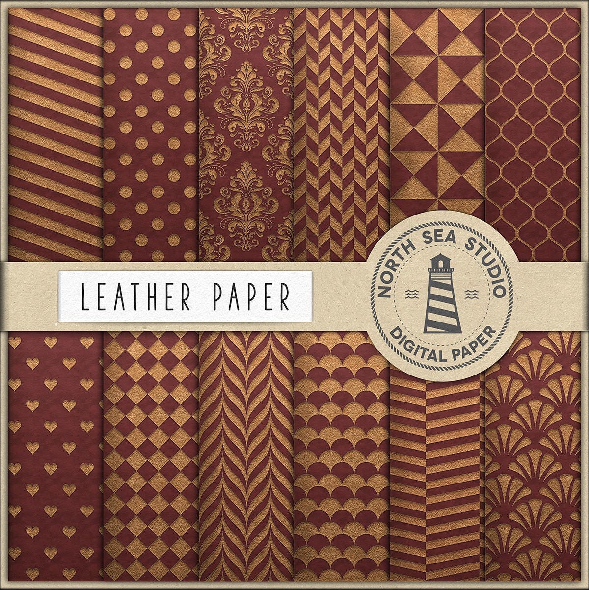 Leather Digital Paper, Brown Leather Scrapbooking Papers, Leather ...