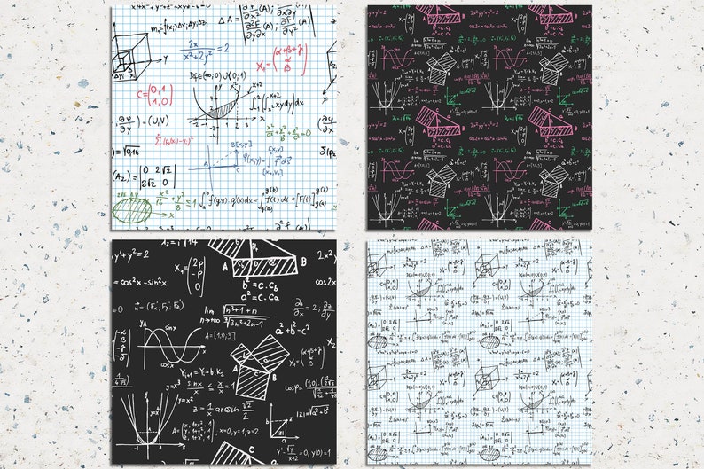 Virtual University Paper Patterns Math Digital Paper, Seamless Patterns, School Vector Backgrounds, Math ...