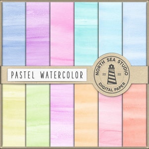 Pastel watercolor digital paper, pastel watercolor backgrounds, watercolor papers, hand painted scrapbook paper