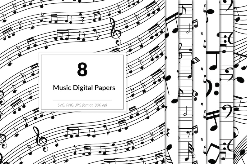 Music Digital Paper SVG Music Sheet Patterns Music Overlays Etsy