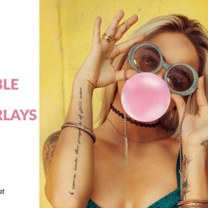 Bubble gum photoshop overlays, 12 png files, photo overlays, bubblegum clipart, photography overlays