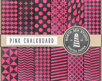 Chalkboard paper pack | colored chalkboard patterns | scrapbook digital paper | printable backgrounds | 12 jpg, 300dpi files