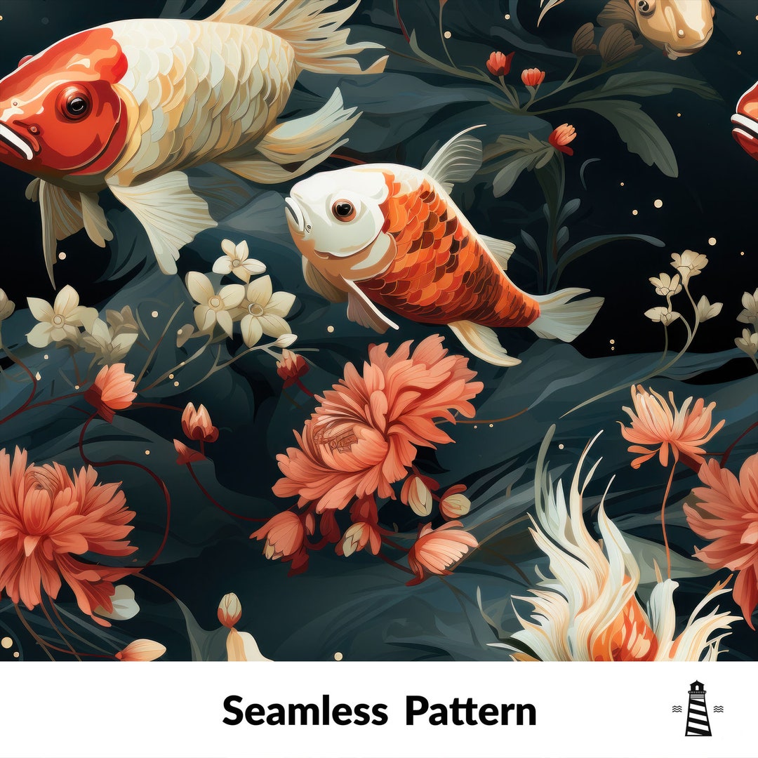 Koh Fish Pattern Koi Fish Seamless Pattern Contemporary Pattern Creative - Etsy