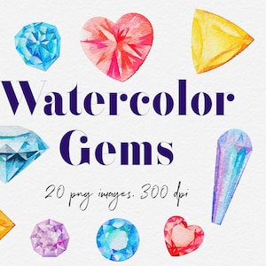 Watercolor gemstone clipart,blinking diamonds, jewelry clipart, png Gemstone images, engagement wedding clipart, bridal shower
