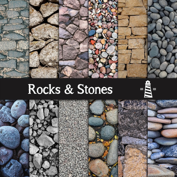 Rock and stones digital paper, pebbles textures, little stones, beach stones, pavement textures, commercial use