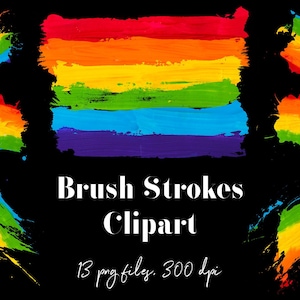 Regenbogen Pinselstriche Clipart, handgemalte Regenbogen Striche, Lgbt Pride Clipart, Pride Monat, lgbtq Clipart