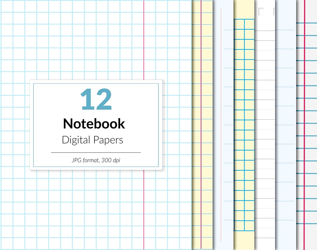 Notebook Paper Digital Paper Notebook Digital Paper, School Paper, Homework, Exercise, Classroom ...