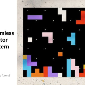 Tetris pattern, vector background with puzzle mosaic cubes, simple geometric ornament, seamless pattern