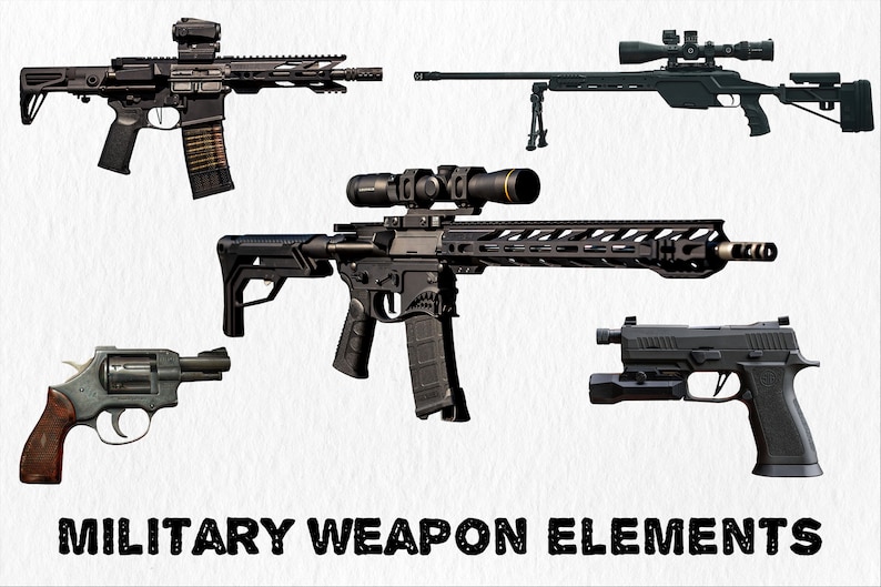 Gun Weapons Overlays Military Clipart Guns Design Photoshop - Etsy