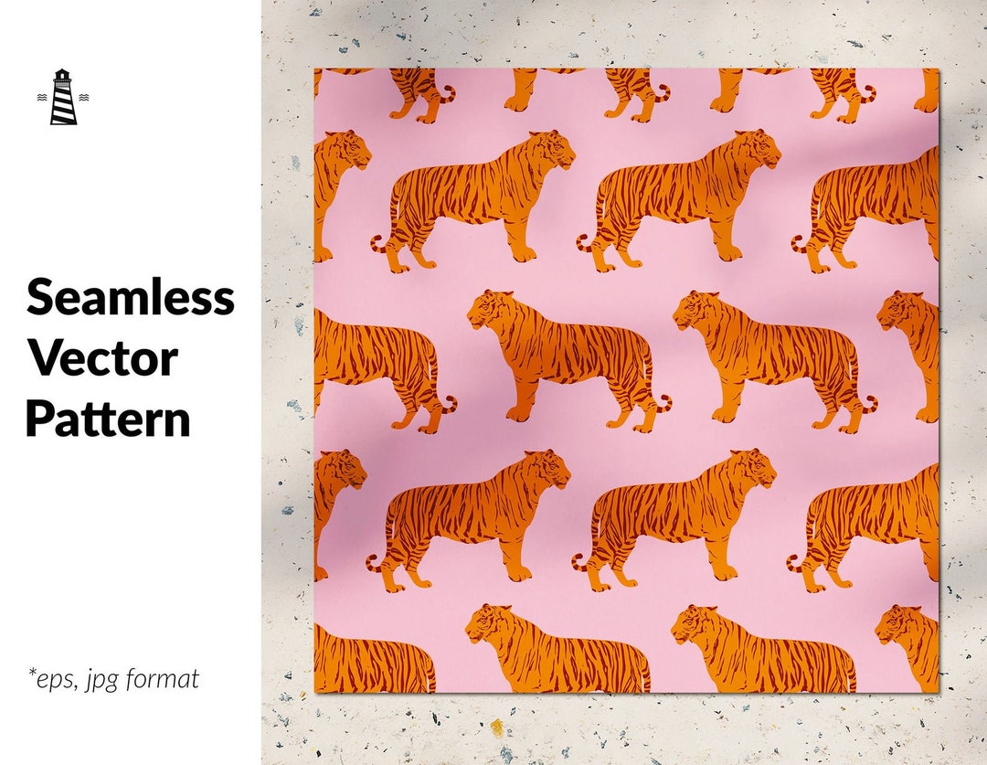 Wildcat Pattern Background Wild Cat Digital Paper, Vector Background With Tigers, Trendy Modern ...