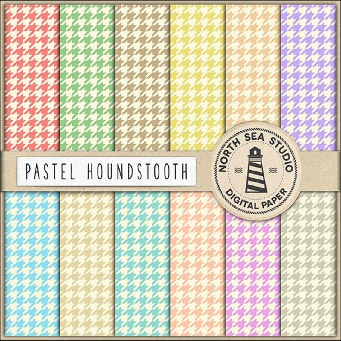 Pastel Houndstooth Digital Paper Pack | Scrapbook Paper | Printable ...