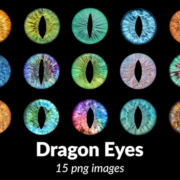 Clipart d’yeux de dragon, feuilles de collage numérique d’yeux de dragon, superpositions de photos, yeux fantastiques, irides, cabochon, téléchargement numérique pour l’artisanat