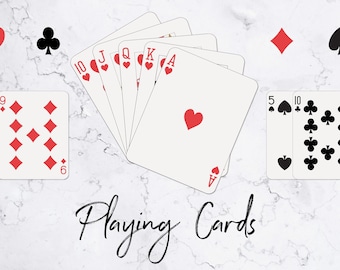 Playing cards clipart, casino games, diamonds, spades, hearts, clubs, png & svg, eps vector files, card suits