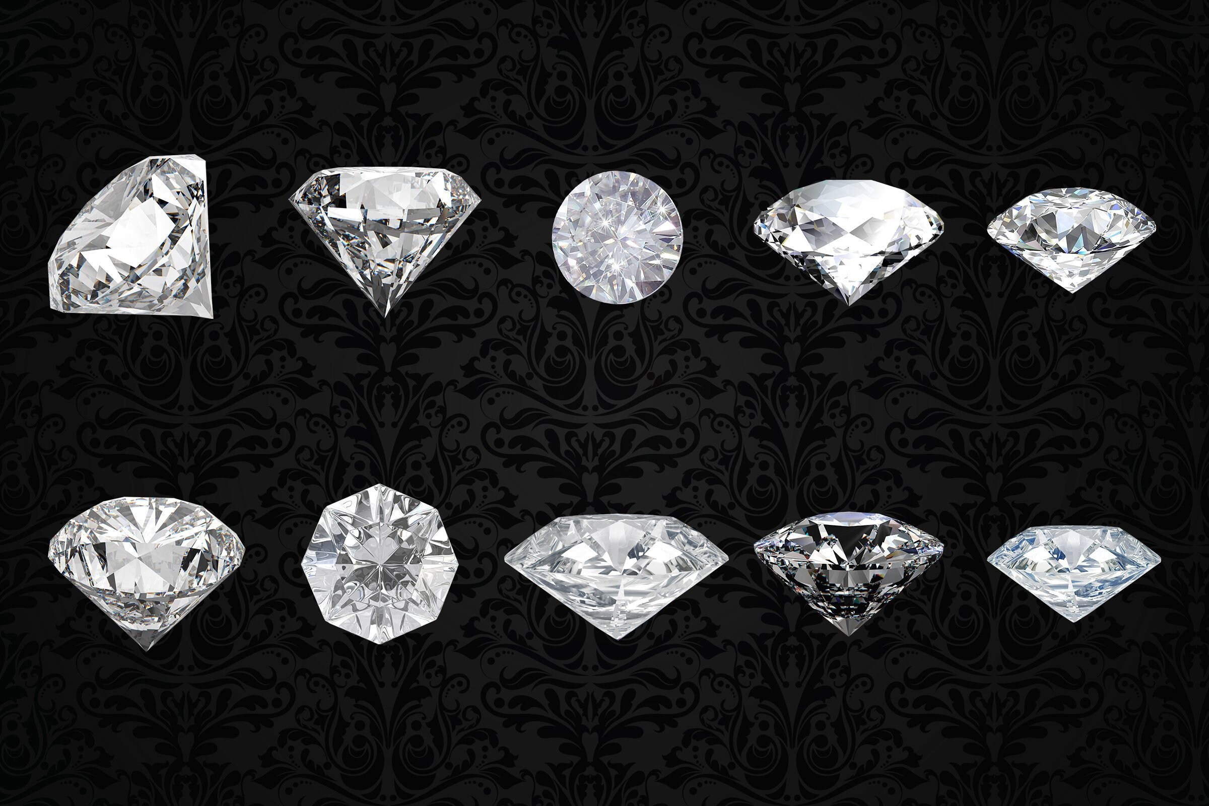 Diamonds Clipart, Diamonds Photo Overlays, Blinking Diamonds, Realistic ...