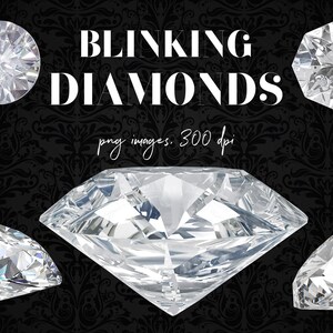 Diamonds clipart, diamonds photo overlays, blinking diamonds, realistic gems, png diamond images, engagement wedding clipart, bridal shower