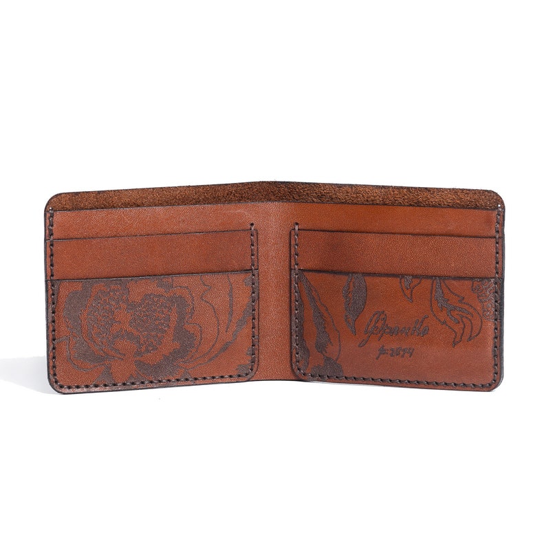 Kozak flowers small brown wallet Slim Wallet Minimalist Leather Wallet Front Pocket wallet Student Travel Gift Credit card holder