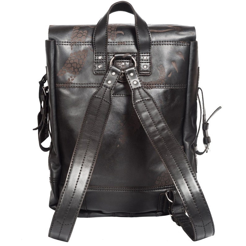 Black Leather Rucksack Creedens Big Leather Backpack Dragon Etsy