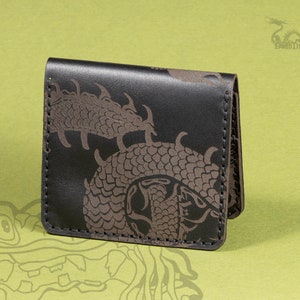 Dragon Medium Schwarzes Kartenetui, Mini Portemonnaie, Minimalistisches Kartenetui, Kreditkartenetui, minimalistisches Lederportemonnaie, Schlankes Portemonnaie, Geschenk