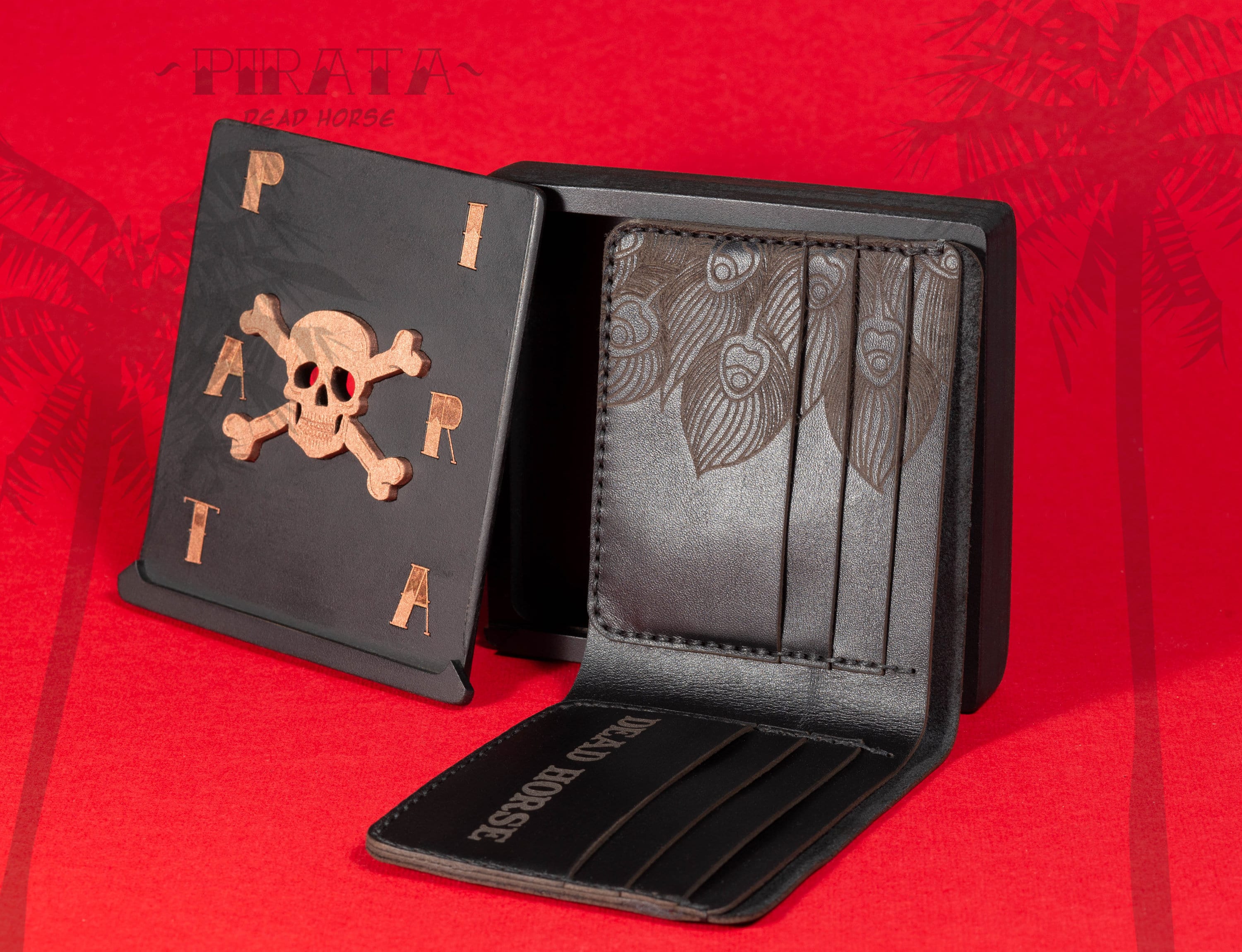 Peacock Small Black Wallet, Bi-fold Wallet, Black Leather Wallet ...