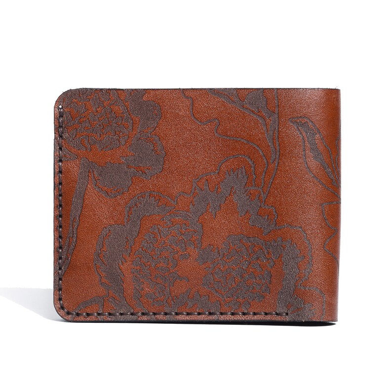 Kozak flowers small brown wallet Slim Wallet Minimalist Leather Wallet Front Pocket wallet Student Travel Gift Credit card holder