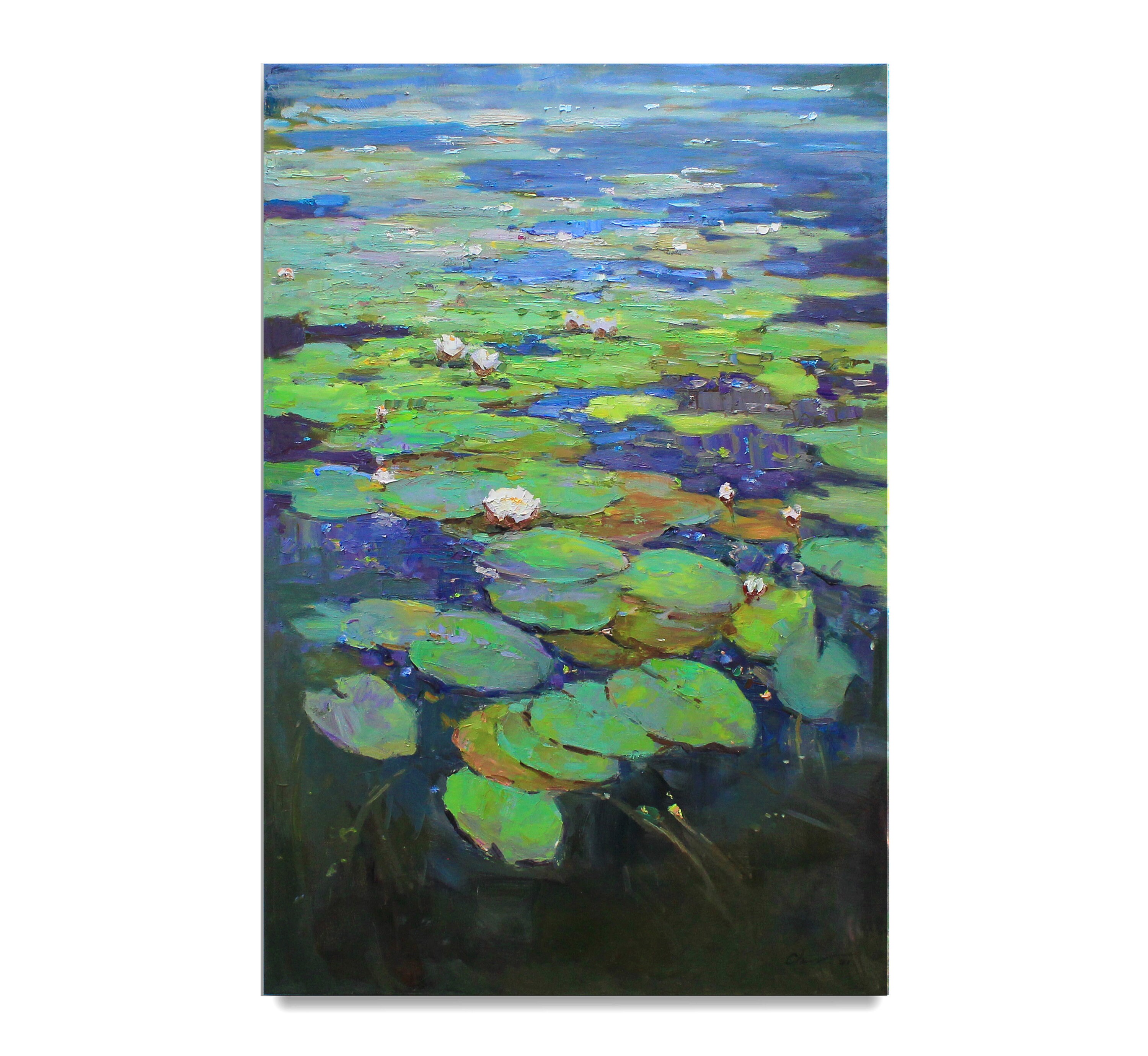 White Water Lilies Impasto Original Oil Painting Lily Monet Art White ...