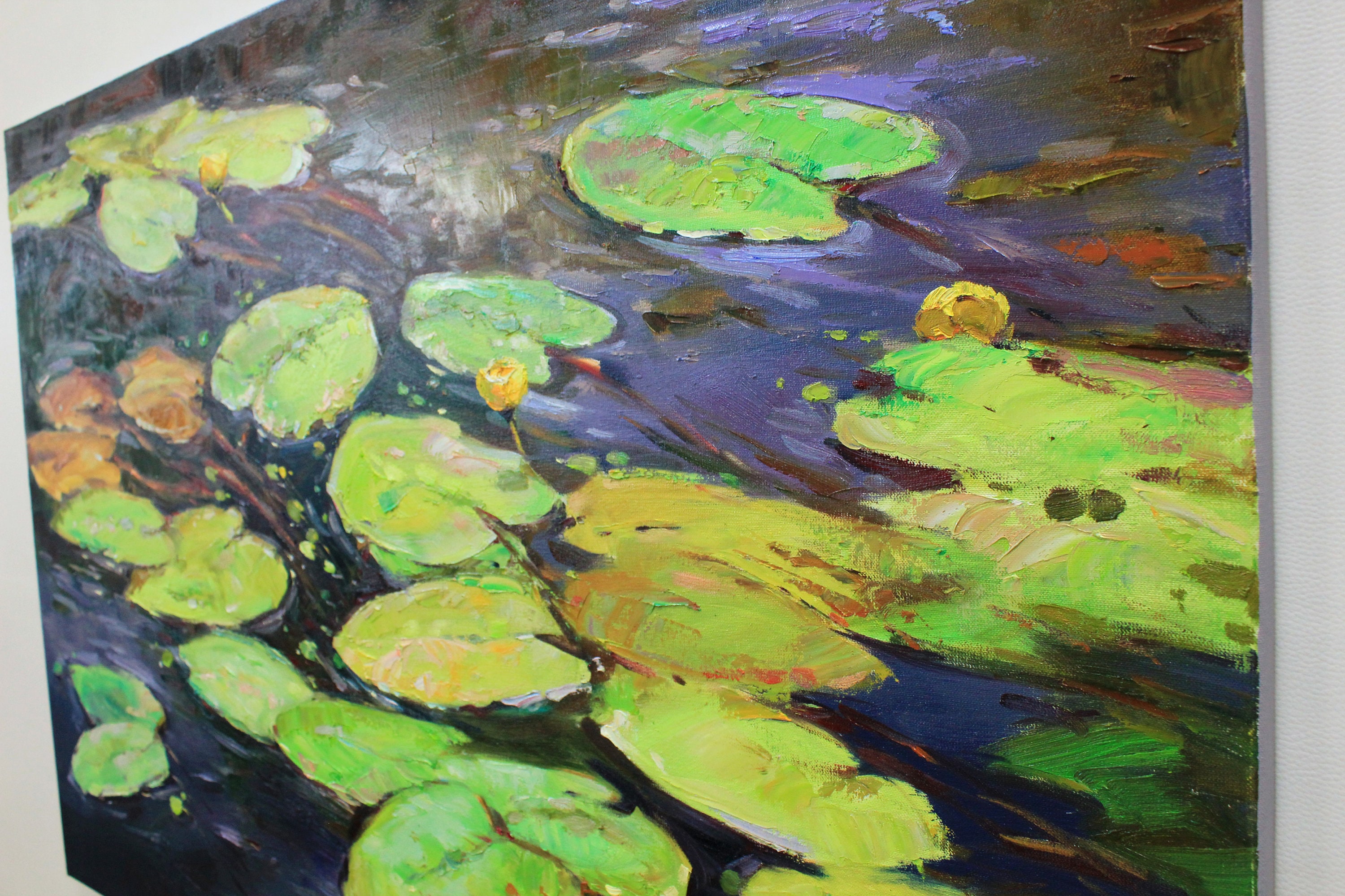 White Water Lilies Impasto Original Oil Painting Lily Monet Art White ...