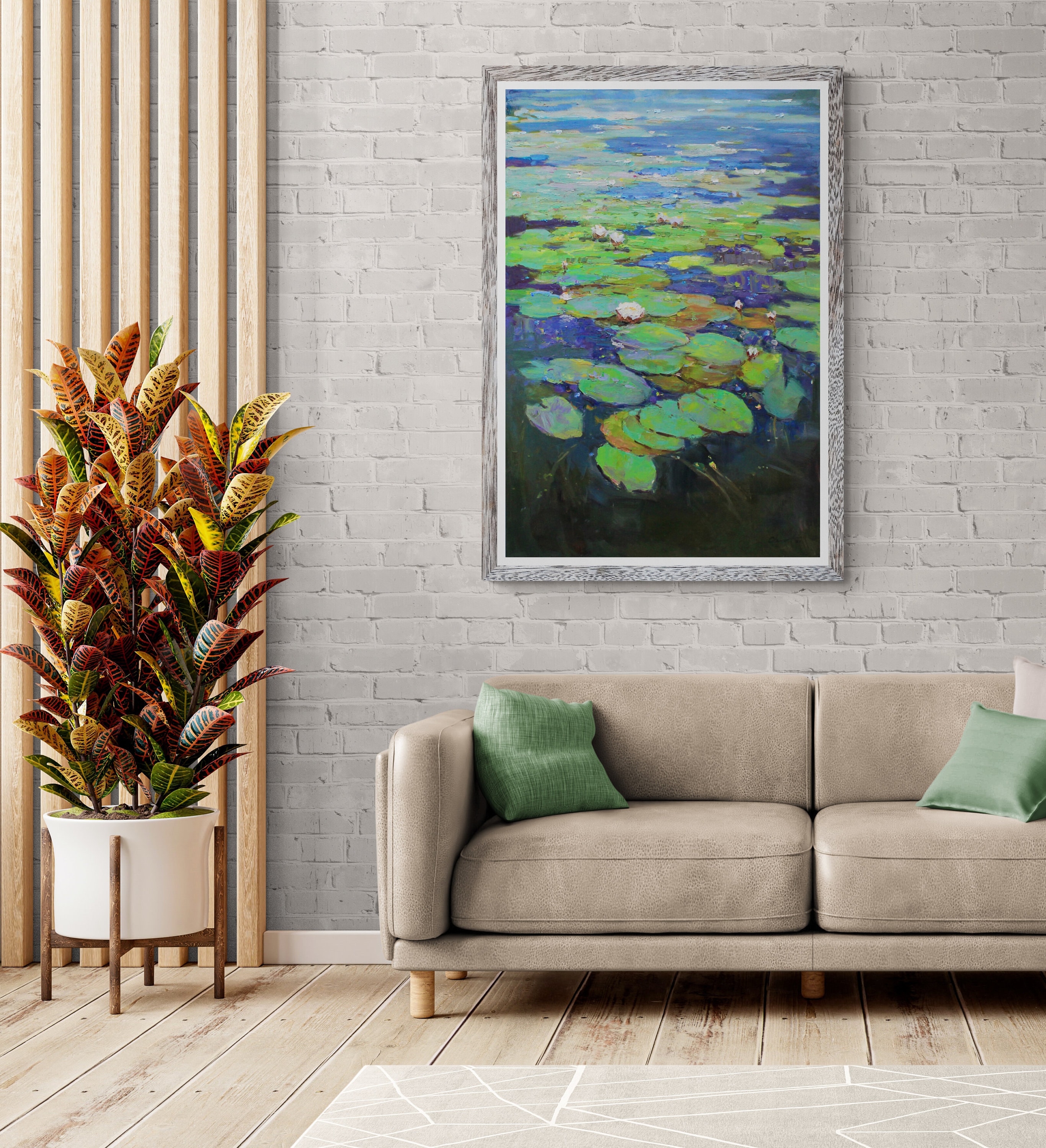 White Water Lilies Impasto Original Oil Painting Lily Monet Art White ...