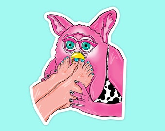 Sticker // Furbae Feet Sticker | Die Cut Sticker | Vinyl Sticker | Kink | Fetish | Weird | NSFW | Stripper | Furby | Feet | 90s