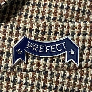 Prefect vintage enamel pin blue and silver