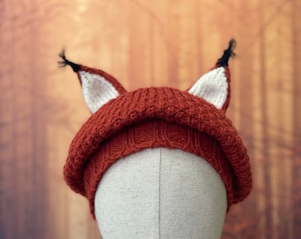 Fox hat beret | fairy witch autumn halloween cottagecore goblincore handmade