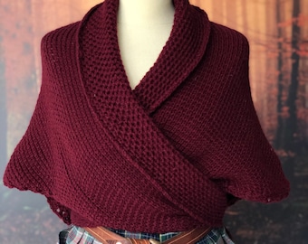 Chal Outlander granate hecho a mano inspirado en el de Claire - Cottagecore