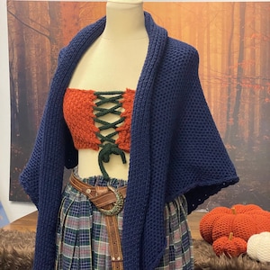 Outlander blue shawl handmade inspired in Claire's - Cottagecore medieval cape