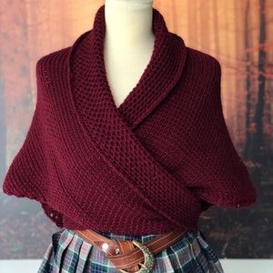 Chal Outlander granate hecho a mano inspirado en el de Claire - Cottagecore