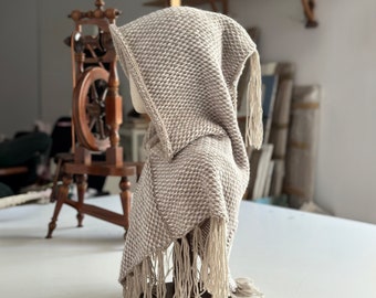 Handmade Knitted Skjoldehamn Hood: Vegan Viking Cape