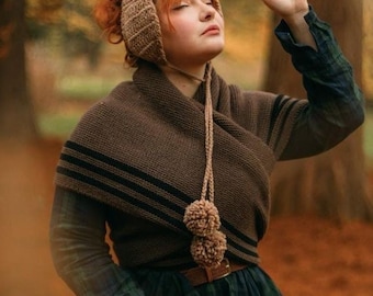 Châle Outlander bicolore inspiré de Claire Sassenach fait main - Cape médiévale Cottagecore