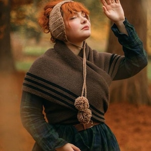 Chal Outlander bicolor hecho a mano inspirado en el de Claire - Cottagecore