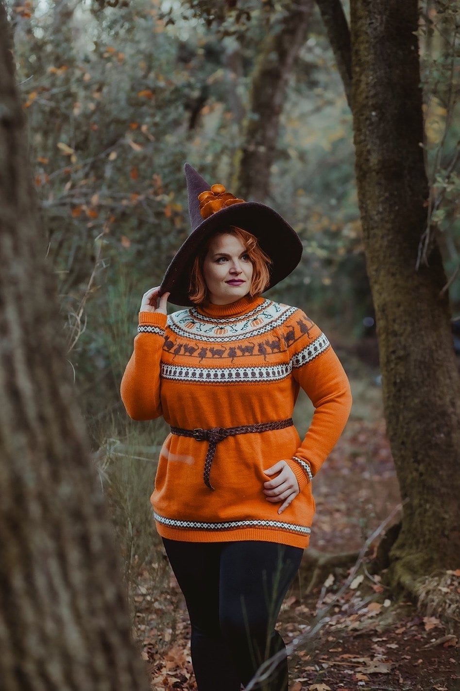 Pumpkins cats handmade sweater jumper. Acrylic Vegan Wool, fall Halloween Christmas Autumn Witch Wizard