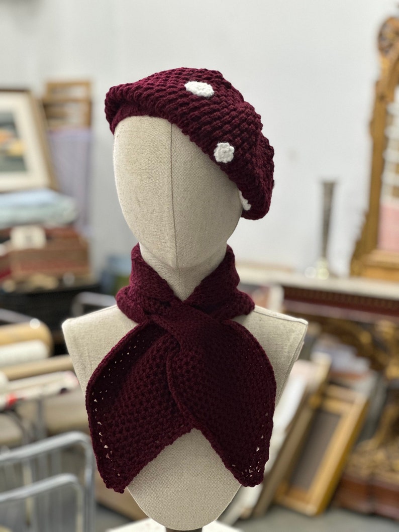 Bufanda lazo, Bufanda Miss Marple, lazo clásico hecha a mano de lana vegana de múltiples colores imagen 7