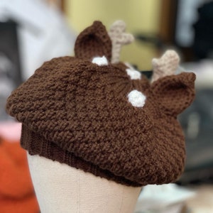 Deer beret hat fall autumn Halloween wool crochet goblincore cottagecore