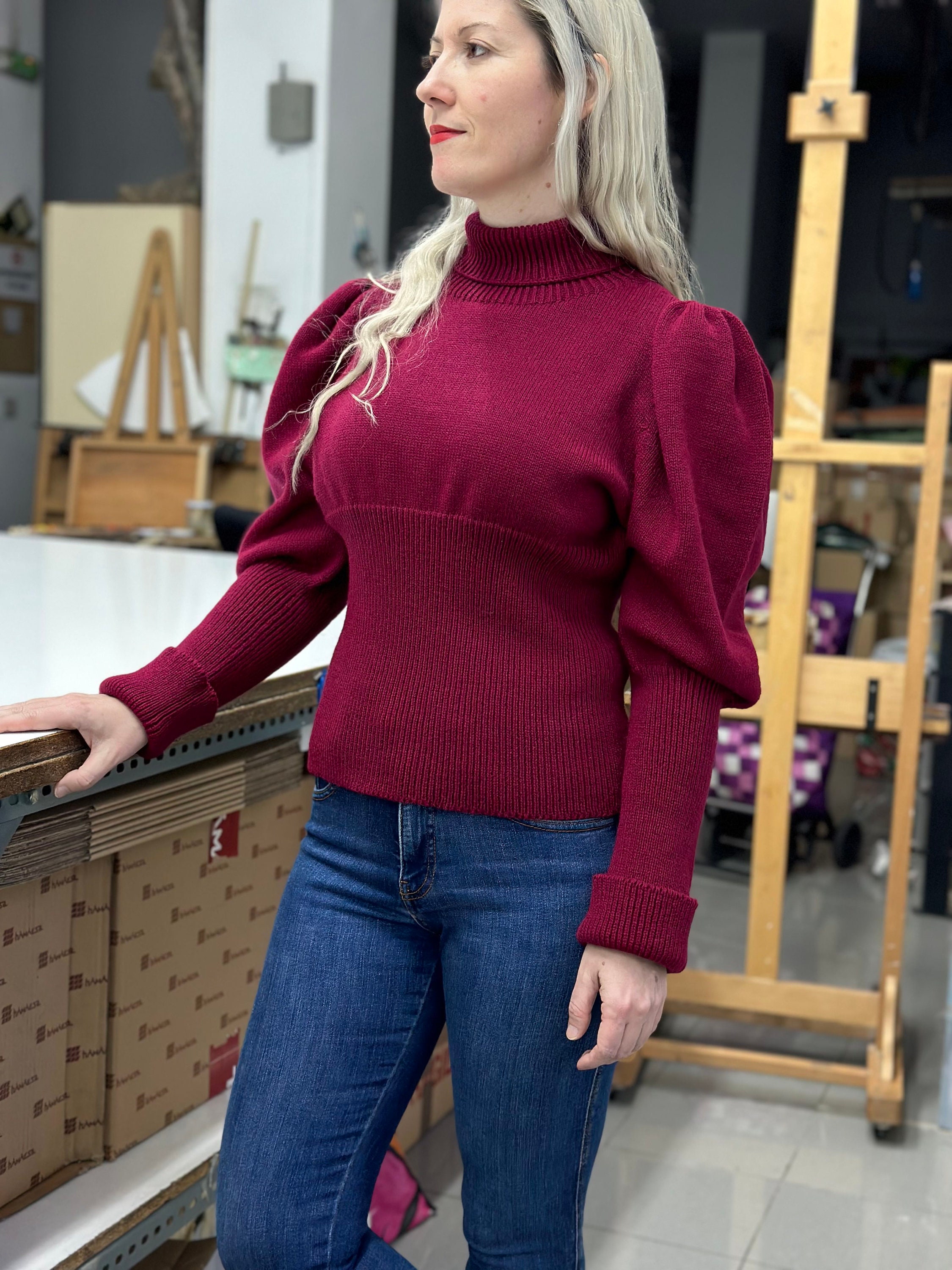 Pull cycliste victorien pour femmes 1897 gigot de mouton bordeaux fin sans couture Etsy France