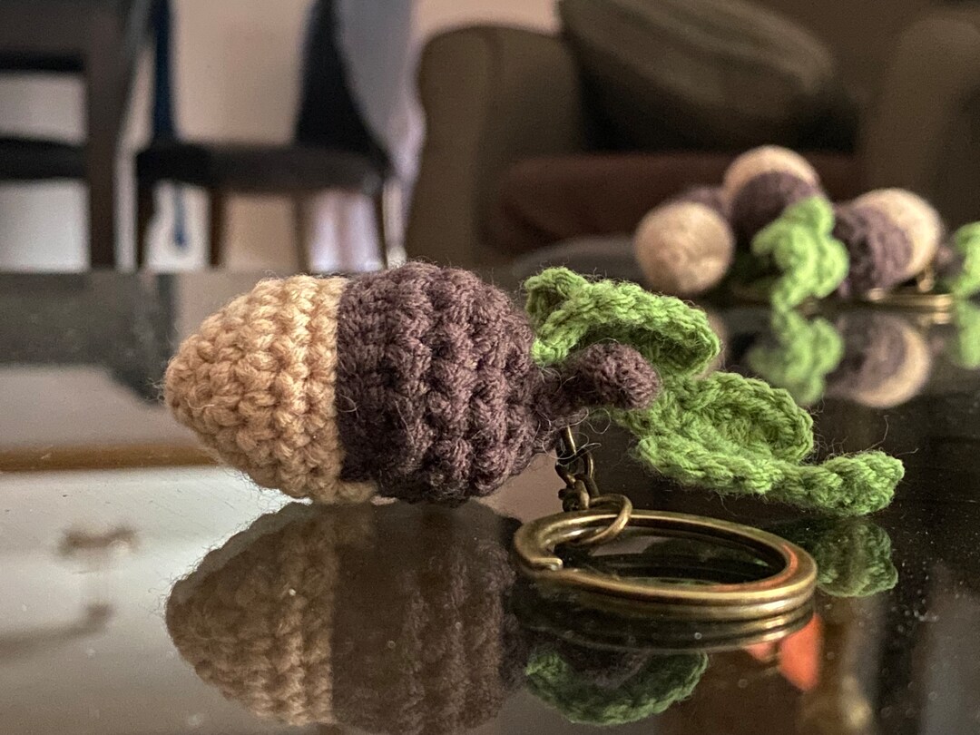 Acorn Keychain Crochet Handmade Cottagecore Magical Gift Etsy