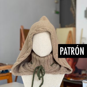 PATTERN Magical hood SPANISH sorcery oatmeal vegan wool witch hat wizard druid cowl medieval mystic