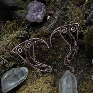 Elf ears, Fantasy elf earcuffs,  Elven ear earrings, Elvish ears ear tip, Copper elf ears, Dainty earcuff earring, Goth elf ears