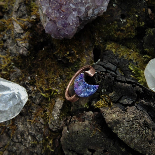 Moon goddess ring, Celestial ring , Celtic copper ring ,viking ring ,adjustable moon ring, elvish medieval forest witch ring, pagan ring