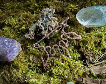 Copper leaf brooch, elven brooch, viking brooch, copper cloak pin, medieval pin, copper celtic pin,fibula ,shawl brooch, Lagertha brooch