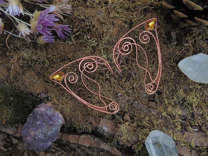 ear wraps Non-piercing Copper elf ear cuffs Elven ear cuff earrings Elf ears Elven jewelry Fantasy elf ear cuffs Elvish ears