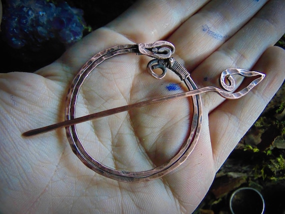 Celtic Copper Brooch, Viking Brooch, Copper Cloak Pin, Medieval