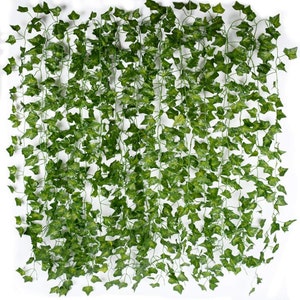 Fake Vines 12pcs 6.56FT Fake Ivy Leaves Artificial Ivy Green Hanging Plant Vine for Wedding Wall Decor, Party Room Décor Indoor & Outdoor image 2