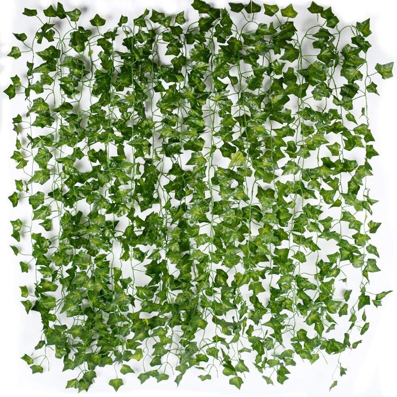 Fake Vines 12pcs 6.56FT Fake Ivy Leaves Artificial Ivy Green Hanging Plant Vine for Wedding Wall Decor, Party Room Décor Indoor & Outdoor image 2